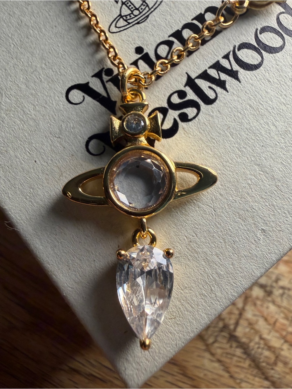 Phaedra Pendant necklace Gold-Tone Orb Pendant Necklace with Clear Crystals